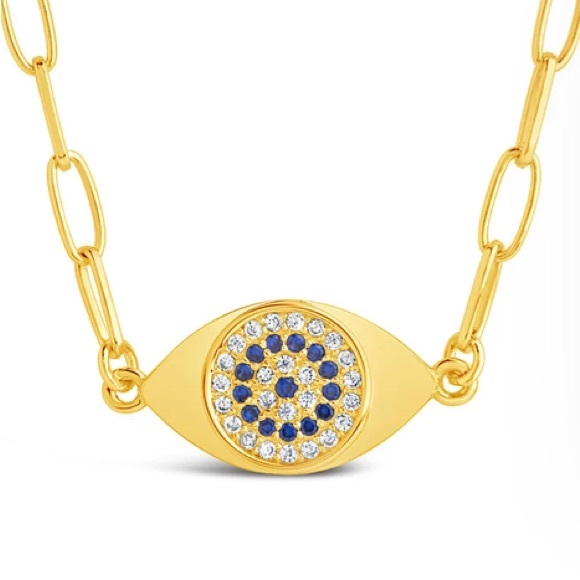 Sterling ForeverWilda Evil Eye Pendant Necklace 14 k NWT 16”-(2” - Picture 1 of 10